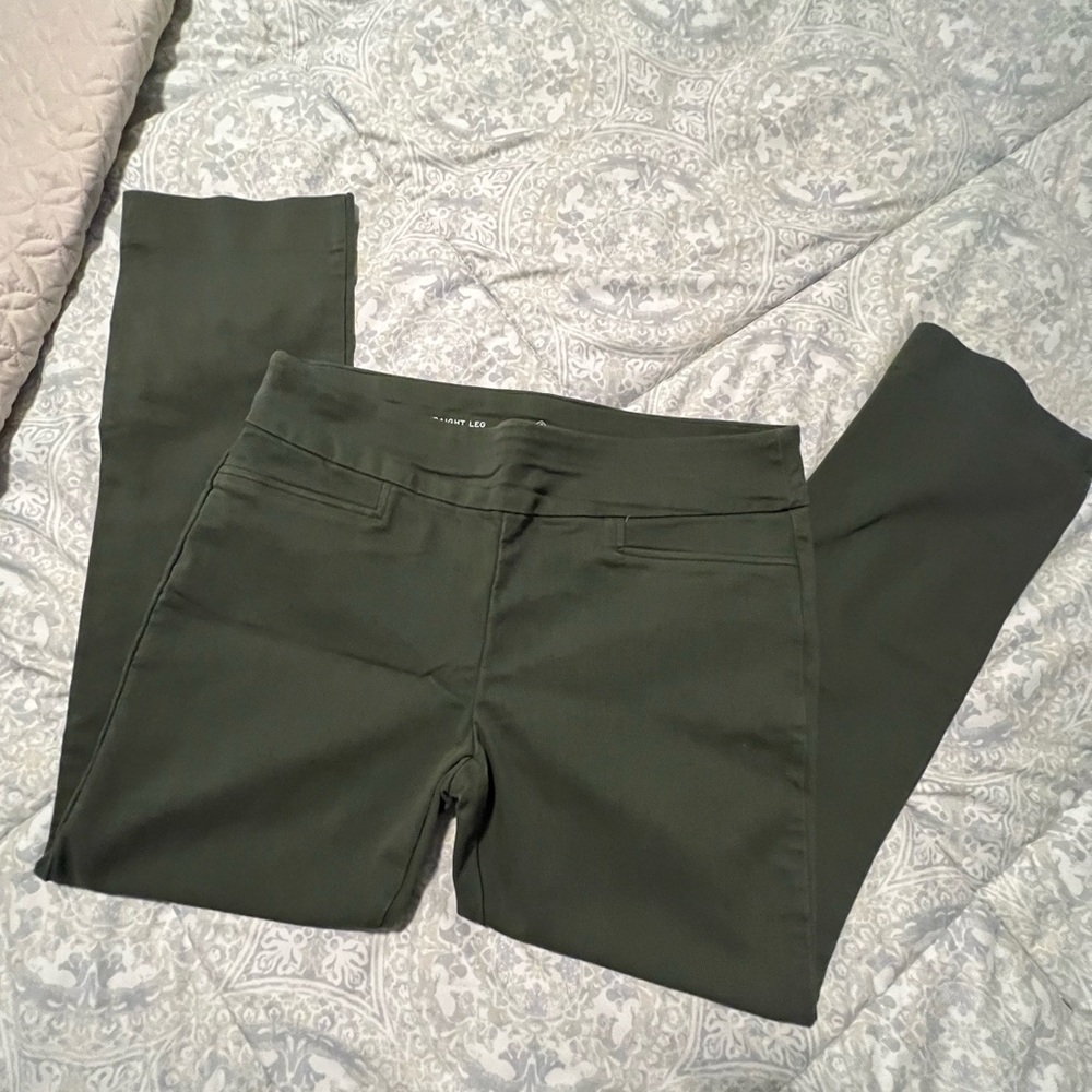 Olive green pull on jeans